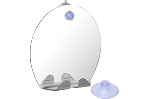 FOCKETY Lustro Prysznicowe, Bezmgłowe Lustro Prysznicowe do Golenia ze Zdejmowanym Uchwytem, ​​okrągły Kształt, Przeciwmgielne, Wiszące na ścianie łazienkowe Lusterko do Golenia z