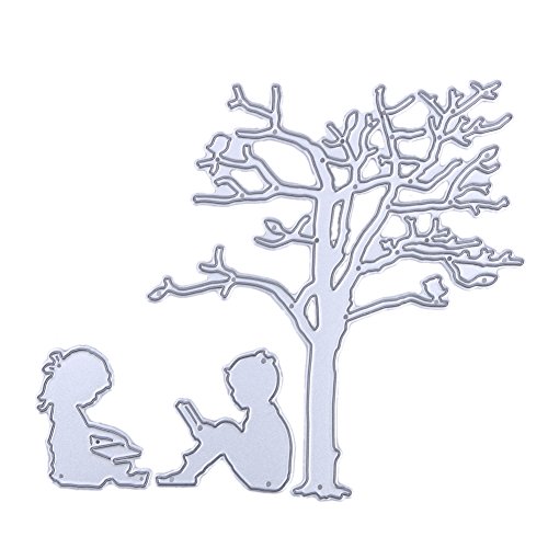 Demiawaking 1Pcs Baum und Kinder Schneiden Schablonen DIY Sammelalbum Dekor Papier Karten, Metall Buchzeichen , Metall Lesezeichen als Geschenk fuer Freunde - 4