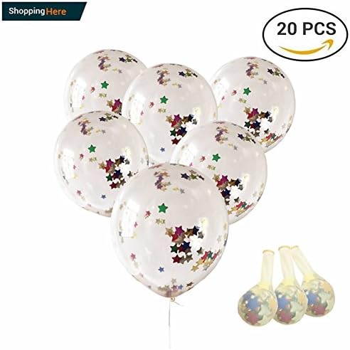 ShoppingHere 20PCS 12 Inches Party Balloons With Star Paper Confetti Dots For Party Decorations Wedding Decorations And Proposal