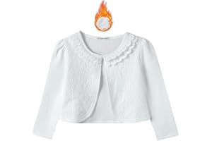 SMILING PINKER Girls' Long Sleeve Lace Bolero Cardigan Shrug