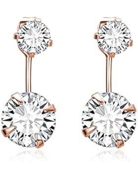 Styleziel Ohrring Doppel Ohrstecker Studs mit Kristallen Gold Rotgold 5 mm 1747