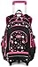Produktbild Schultrolleys Mädchen,COOFIT Trolley Rucksa Kindertrolley Schultrolley Trolley Rucksack mit Rollen Rucksacktrolley Schulrucksack Schulranzen Trolley Tasche (Schwarz mit Rose)