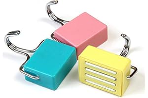 ONLYFLY Shineus 3Pcs All-Purpose Magnetic Hooks Kitchen Strong Magnetic Hooks for Keys,Coat,Fridge and Doors Pastel Pink, Yellow, Blue