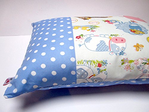 Kissenhülle 30 X 40 cm „Bauernhof Tiere Hellblau Punkte“ Kissenbezug für Kissen 100 % Baumwolle BW Kinderzierkissen Mädchen Jungen von TryPinky - 3