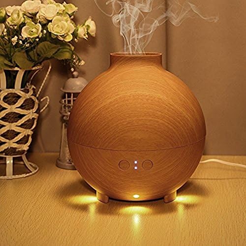 Ryham 600ml Essential Oil Diffusers Ultrasonic Humidifier Portable Aromatherapy Diffuser for Home, Yoga, Office, Spa, Bedroom, Baby Room-Yellow Wood Grain