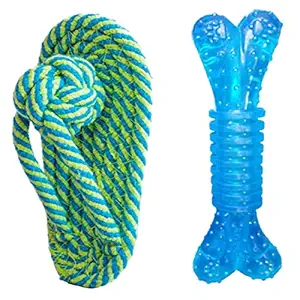 Dog Sleeper Shaped Chewing Toys for Puppies Toys + Teething Playing Fun Toy + Dog Puppy Supplies + Stress Relief Chew Rope Toy, Pack of 2 (Buy One Get One Rubber Flavoured Puppy Chew Bone Free)