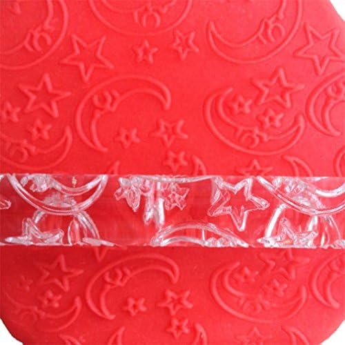 LYNCH Moon Star Pattern Embossed Rolling Pin Fondant Cake Paste Gum Embossing Sugarcraft Tool