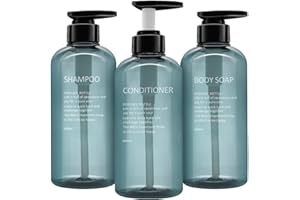 GCCL 3 Pack Shampoo Bottle Pump Dispenser, 500ml Empty Plastic Soap Dispenser Bottle with Pump for Bathroom, Kitchen or Hotel, Refillable Dispenser for Lotion, Shower Gel and Conditioner