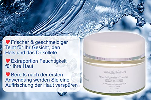 Hyaluron-Feuchtigkeits-Creme mit Aloe Vera ✔ Anti-Falten-Creme mit Hyaluronsäure für Gesicht, Hals & Dekolleté ✔ 50 ml Anti-Aging Feuchtigkeitspflege für Ihre Haut ✔ Naturkosmetik made in Germany - 5