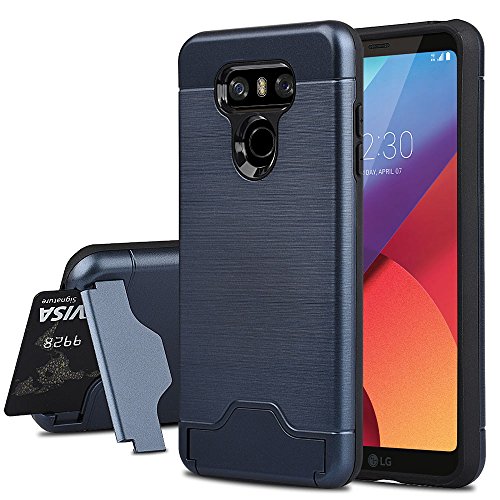 LG G6 Case, echoTREE 3 in 1 PC TPU Dual Layer Case For LG G6, Hard Back Protection Cover With Shock Absorbing TPU Inner Layer Hybrid Bumper Stand + 3 Screen Protector Foils, Deep Blue 5.7 Inch