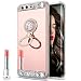 Produktbild Spiegel Hülle für Huawei P10 Plus,Huawei P10 Plus Schutzhülle Bling Strass,Hpory Fashion Luxus Spiegel Glänzend Glitzer Kristall Ultra Thin Crystal Rotierendem Ring Fingerhalterung Ständer Halter Überzug Mirror Sparkle Pailletee Bling Strass Diamanten Silikon Perfekter Hülle für Mädchen Frauen Silicone TPU Protector Bumper Anti-Staub Anti-Kratzer Telefon Tasche Handytasche Schutzhülle für Huawei P10 Plus-(Roségold)