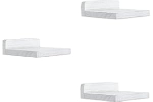 PHOENANCEE 12.7x10x4cm, Small Floating Shelves Decoration for Wall, Mini Display Hanging Shelf, Wall-Mounted Wood Square Shelf for Small Objects, Set of 3(Rustic White)
