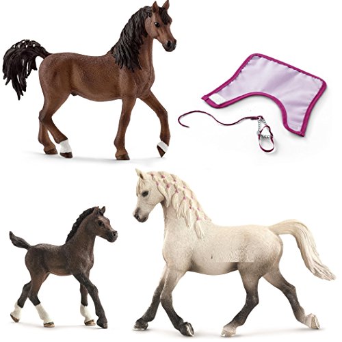 Preisvergleich Produktbild Schleich Araber Familie (13761 + 13762 + 13811) + 42365 Decke + Halfter