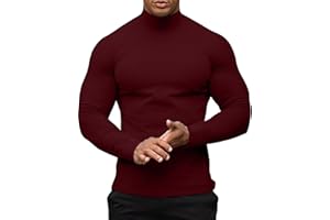 PRIVIMIX Haut Thermique à Manches Longues pour Homme - sous-vêtement - Pull à col roulé - Coupe ajustée - Décontracté - Coton