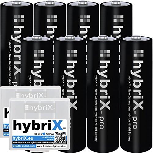 8-pack Hybrix Pro Hybrid Black AA Includes 8x Mignon AA in box – The New Generation of Hybrid Rechargeable Batteries