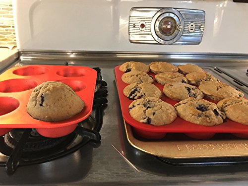 Philonext Silikon Muffinform, rote 12er Cupcake Backform / antihaftbeschichtet / spülmaschinenfest / mikrowellensicher - 7