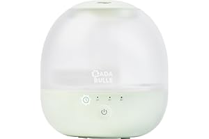 Badabulle Humidicateur d'air à Vapeur Froide Bubble - Veilleuse Multicolore - Autonomie 16h (Résevoir 2L) - Forme Compacte - Buse Orientable à 360° - Arrêt Automatique