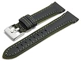 Meyhofer Uhrenarmband Barletta 22mm schwarz/grün Leder/Textil Naht grün MyPlklb3003/22mm/schwarz-gruen