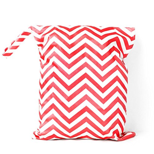 Tinksky Nappy Bag Washable Baby Diaper Wet Dry Bag Tote with Soft Snap Handle (Red)