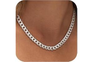 SLOONG Halskette Damen Gold/Silber 925 Wasserfest Panzerkette 8MM Breite Kubanische Gliederkette Damen Hip-Hop Kette Cuban Chain Necklace 45 50 55 60 70 cm