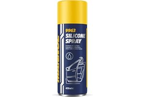 MANNOL 9963 Silicone Spray 450ml, Multi-Purpose Lubricant & Protective Spray for Rubber, Plastic, Metal & Vinyl, Anti-Squeak Silicone Lubricant for Car, Home, Garage, Doors, Hinges & Seals