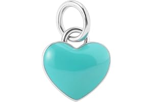 SUGARKITTEN LONDON Sterling Silver Turquoise Double-Sided Glazed Puffy Heart Pendant Charm