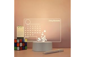 FUBESK Pizarra acrílica de borrado en seco con soporte iluminado para escritorio, transparente, notas, notas, pizarra, bloc de notas, mesa LED para masajes (calendario), 2114647421