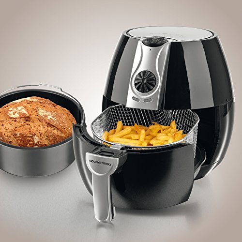 GOURMETmaxx 00981 Heißluft-Fritteuse | inkl. Brotbackkorb | 8 Funktionen | 3 Liter | 1.500 Watt | Schwarz-Silber - 3