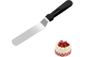 SPETNGSAKE Paleta kątowa do tortów, 15 cm, z czarnym uchwytem z tworzywa sztucznego, mała paleta kątowa ze stali nierdzewnej, szpatułka do tortów, szpatułka do glazury, do dekorowania ciast, wypieków