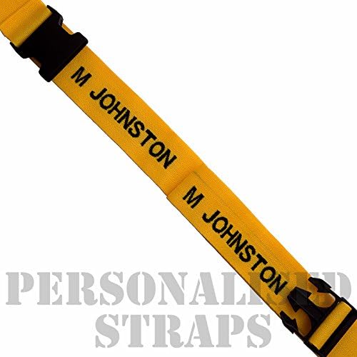 Deluxe luggage strap personalised with upto 10 letters 1.8m (Yellow)