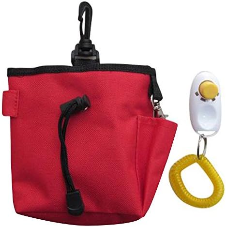 Tping Professional Pet Dog Treat Bait Waist Puppy Reward Based Training Bag with Buckle Belt Snack Holder Outdoor Hanging Pockets Red + White Dog Training Clicker