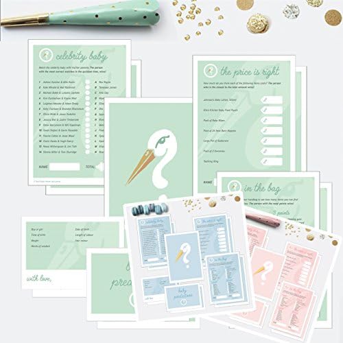 Baby Shower Games UK Set - Choose Green, Pink or Blue