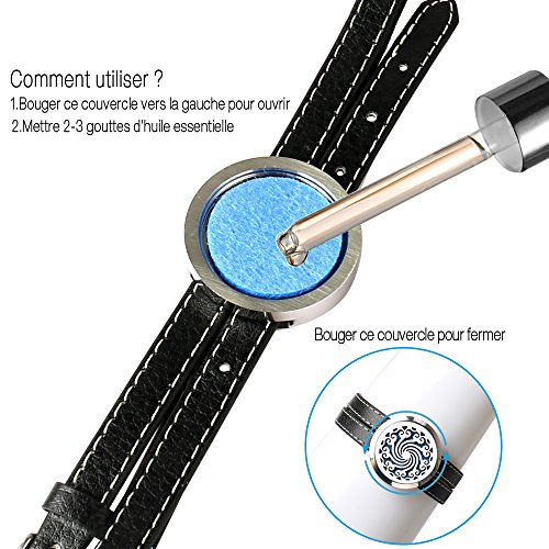 Jack & Rose Aroma Diffuser für Aromatherapie Duft Aromaöl Armband Damen Silber Leder mit 8 farbigen-Filzkreisen Geschenk für Sie - 3