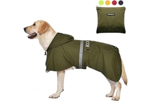 KOOGAL Imperméables pour Chiens avec Capuchon Impermeable Chien, Manteau Chien Imperméable, ultraléger et aéré avec Bandes réfléchissantes pour Chiens Moyens à Grands (Vert, 5XL)