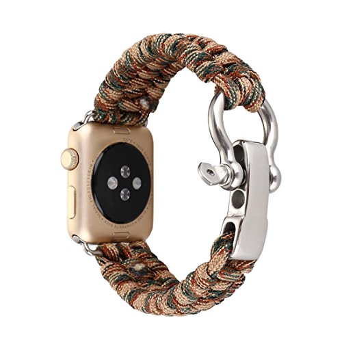 Hunpta NEUE Nylon-Seil-Survival-Armband-Uhr Band mit Kompass für iWatch Apple Watch Serie 1/2 38MM /42MM