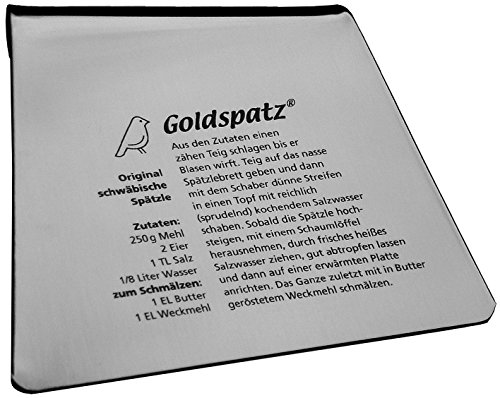 Goldspatz Spätzlebrett inkl. Edelstahl-Schaber (Besonderheit: Spätzle-Rezept eingraviert!) - 2