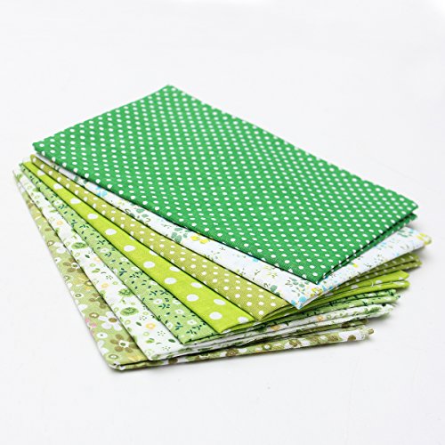 KING DO WAY 7Stueck Stoffpakete Baumwollstoff Patchwork Stoffe Baumwolle Stoffreste Paket Gruen 50x50cm - 2