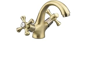 VETRINEIN RETE Vetrineinrete® Rubinetto per bagno miscelatore doppio comando lavabo bidet vasca doccia in ottone bronzo opaco (Lavandino) D72