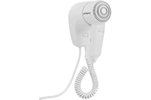 PHYSA WELLNESS & LIFESTYLE Physa PURUS Hotel Hair Dryer Wall-Mounted (1.200 W (ECO), max. 70 °C, Air speed: 14 m/s, IPX4, 2 air and temperature levels, ABS) White