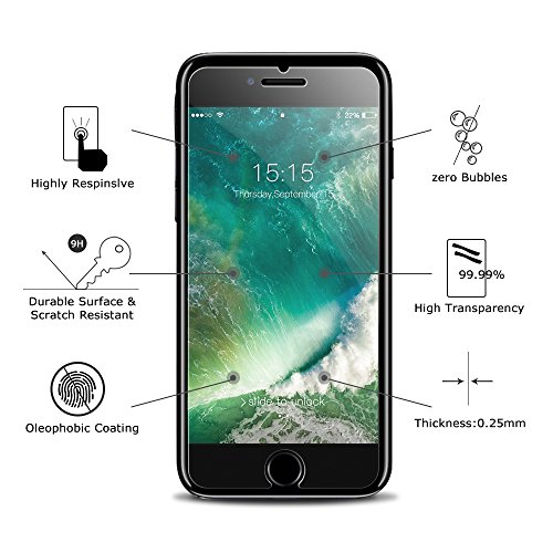 iPhone 7 Plus 8 Plus Protector de Pantalla Coolreall Cristal Templado para iPhone 7  8 Plus 9H Dureza Alta Definicion Transparente 0 25mm  3D Touch Compatibles 
