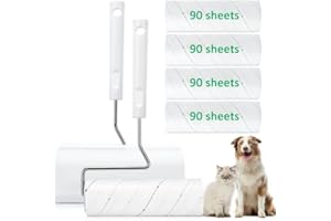 ‎ONLYESH Onlyesh 360 Blätter Fusselrolle Tierhaare, 16CM Erweiterter Fusselrollenbereich, 4 Rollen, 90 Blatt pro Rolle + 1 Abroller, für fusselrolle Kleidung, Katzenhaare, Sofa, Bett und Teppich