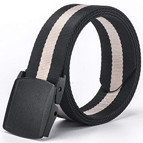Preisvergleich Produktbild Svyioo Taktischer Gürtel Unisex Nylon Jugend Kunststoffschnalle Lässig Outdoor Schnellspanner Schwarze Streifen 125cm A1465