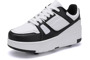 Kmrlofiy Chaussures de Skateboard Fille Chaussures à roulettes Fille Et Garçon Patins À roulettes de Skate Sneakers Roller 2 en 1 Chaussures de Sport Outdoor Baskets avec Roues