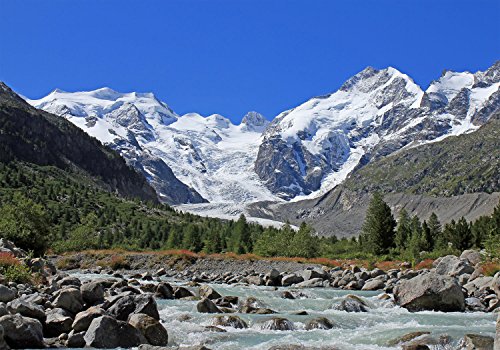 Fototapete Morteratsch Gletscher Alpen Tapete Kunstdruck Wandbild Vliestapete XXL | L 300 x 210 cm – 6 Teile | Vlies - 2