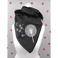 pinkeSterne ☆ Warmer Fleece Schal Knopfschal Pusteblume Schwarz Stickerei Punkte Dots Damenschal Schalkragen Wickelschal / F9-PGHZ-YNBH