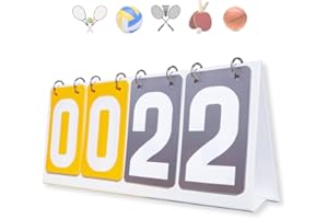 Honicemar Tabellone Segnapunti Sportivo Pieghevole Impermeabile Flip Sport Scoreboard Portatile a 4 Cifre Per Segnapunti Competizioni Sportive Calcio Tennis Ping Pong e Altro- bianco giallo grigio