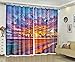 Produktbild AdoraCurtain 3D Vorhang Digitaldruck Schlafzimmer Wohnzimmer Schattiertuch Hohe Schattierung Meer im Sonnenuntergang 2X360(W) X270(L) cm