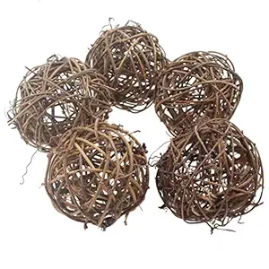 Emours Willow Branch Rattan Ball Chew Toys for Small Animals Rabbits Guinea Pigs Chinchillas Pet Rats 5Pcs