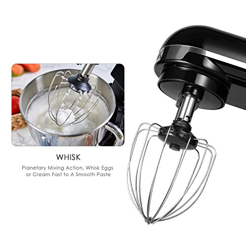 Aicok Küchenmaschine Edelstahl-Rührschüssel Durchlaufschnitzler 1000 Watt MK-37 Doppel-Beater 6-Gang mit 5-Liter Edelstahl-Schüssel, schwarz - 3
