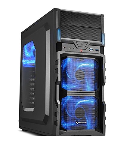 Gaming Computer PC Quad Core AMD A10-7800 4x 3900 MHz - 8GB DDR3 RAM - 500GB HDD Festplatte - USB 3.0 - VGA/DVI/HDMI - Windows 10 Professional 64BIT - Sharkoon VG5-W freie Farbwahl blau, grün oder rot